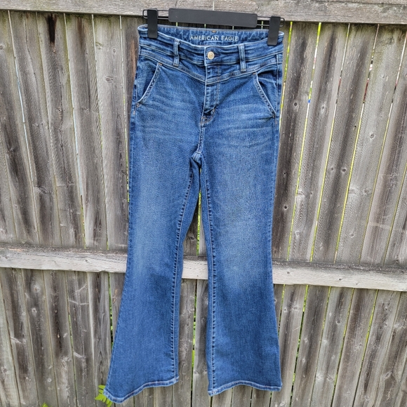 American Eagle Outfitters Super High Rise Flare Women's Blue Jeans Size 4 - Picture 4 of 12